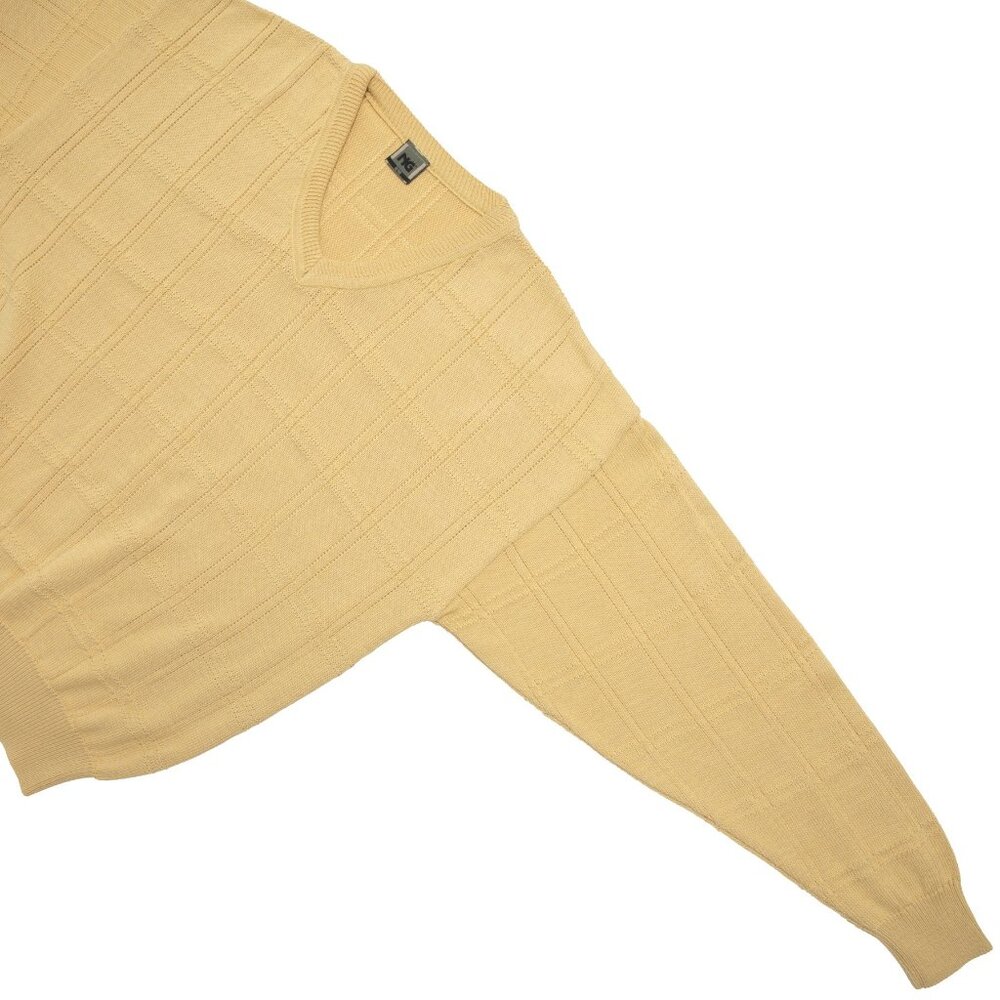 NG (Sweden) 90s Structured Grid Twisted Purl Ridge Slip Stitch Jumper : XL